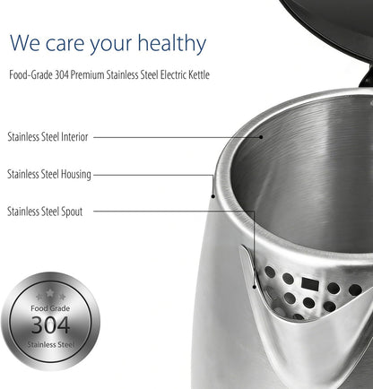 COMFEE' Stainless Steel Electric Kettle, Temperature Control with 6 Presets, 1-Hr Keep Warm, Kettle Water Boiler 1.7 Litres, 1500W with Viewing Window, Auto-Off and Boil-Dry Protection
