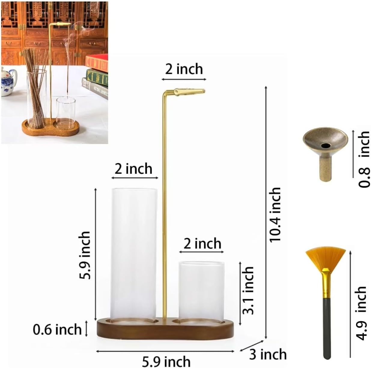 2 in 1 Glass Incense Holder & Burner with Ash Catcher – Decorative Incense Stick Holder for Aromatherapy, Yoga, Meditation