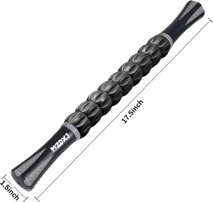 Muscle Roller Massage Roller Stick- Deep Tissue Fascia Blaster for Myofascial Pain Relief, Lymphatic Drainage & Body Sculpting, Handheld Physical Therapy & Recovery Tool (Pink black-18 inch)