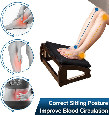 StrongTek Wooden Under Desk Footrest, 4 Heights, 400 lb, Office Foot Rest