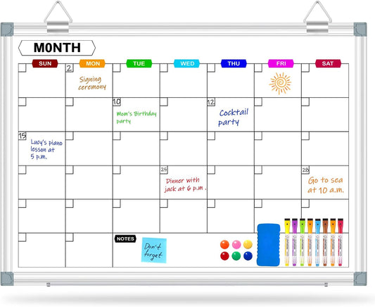 Magnetic Dry Erase Board Calendar for Wall 36" x 24", Monthly Calendar Whiteboard for Wall, Planning Board Bulletin Board Portable Board for Office, School, Home, Kitchen, Planning, Memo