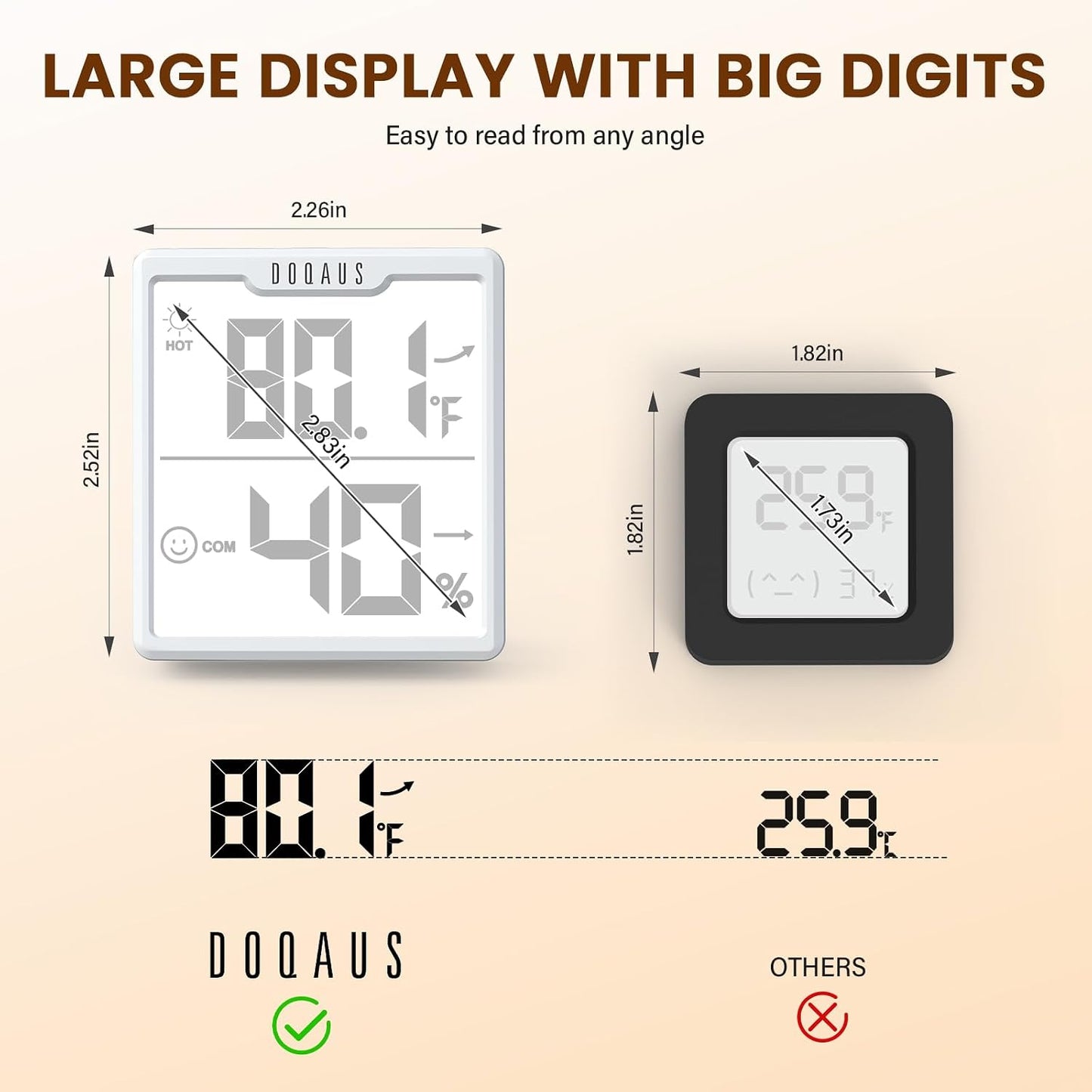 DOQAUS 3 Pieces Digital Hygrometer Indoor Thermometer Humidity Meter with Accurate Temperature and Humidity Monitor for House, Baby Room, Greenhouse, Incubator - Battery Included
