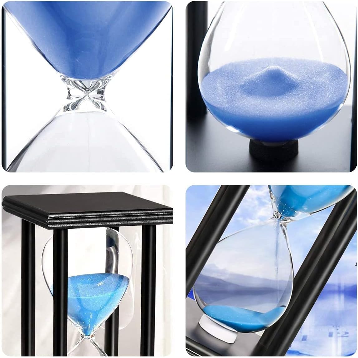 hourglas Sand Timer 30/60 Minutes Desktop Decorations Reloj de Arena ampulheta Sandglass (Black Sand,5.5 * 3.2 * 3.2inch,30min)