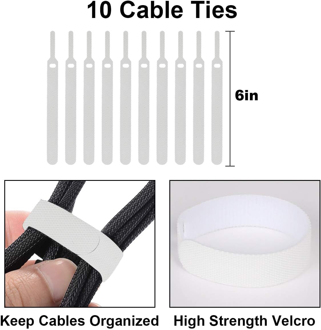 DUNCHATY Cable Management Box 3 Pack - Cord Hider & Power Strip Cover for Desk TV Computer - Child Pet Safe ABS Wire Organizer Box with 10 Cable Ties & Clips, White
