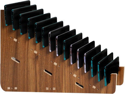 Cell Phone Holder Classroom, Wood Charging Station Rack Organizer for Multiple Devices, Cell Phone Box for Home School Office(50x11x30cm/20x4.3x12in)