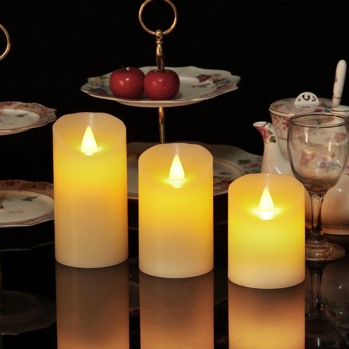 2PACK Outdoor Plastic flameless Candles with Remote Control and Timer, LED Flickering Battery Operated Electric Pillar Candles (D3 xH5.5) for Camping, Weddings, Home Decoration