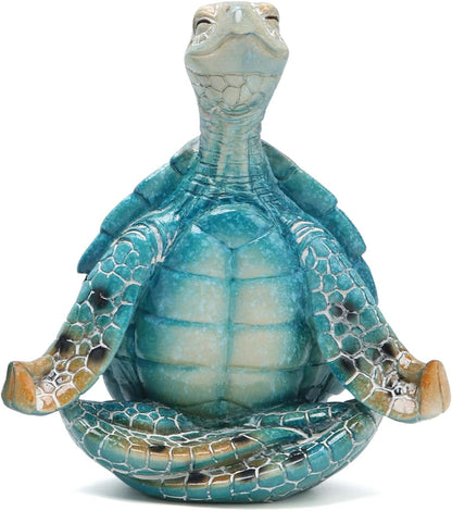Hodao 2PCS Sea Turtle Meditation Yoga Figurines, Coastal Beach Decor