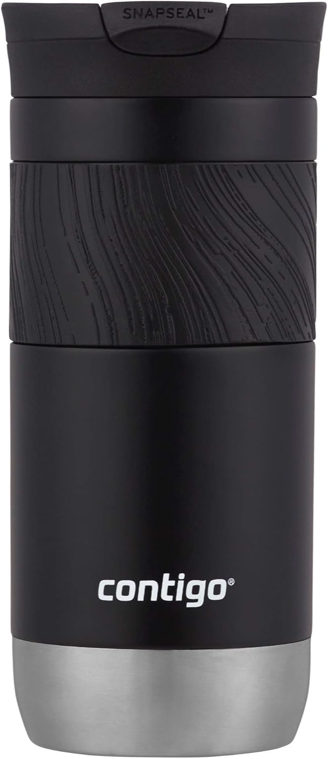 Contigo SNAPSEAL Insulated Stainless Steel Travel Mug with Grip 20oz. Blue Corn Transparent Satin & Midnight Berry