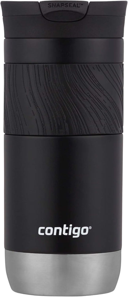 Contigo SNAPSEAL Insulated Stainless Steel Travel Mug with Grip 20oz. Blue Corn Transparent Satin & Midnight Berry
