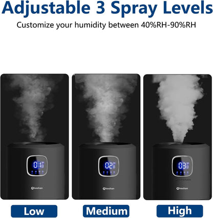 Akeshan Large Humidifiers for Bedroom, 9L/2.5Gal Ultrasonic Cool Mist Humidifier, Top Fill Easy Clean with 350ML/H Large Mist Speed, Quiet, Suitable for Kids Room Plant Yoga Office Study Room Living