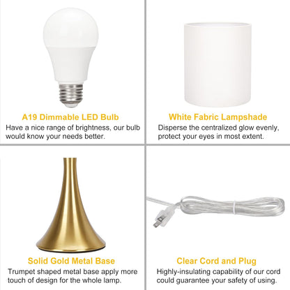 3 Way Touch Control Table Lamp, Dimmable Bedside Desk Lamp with Metal Base Modern Nightstand Lamp Stylish Grey Shade Simple Side Table Lamp for Bedroom, Living Room, Office or Den LED Bulb Included