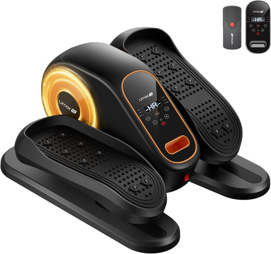 UMAY Under Desk Elliptical Eclipse Leg Exerciser Electric as seen on TV | Foot Pedal Peddler Seated Exercise Machine for Seniors 12 Level Speeds Manual Auto Mode with Remote for Home Office