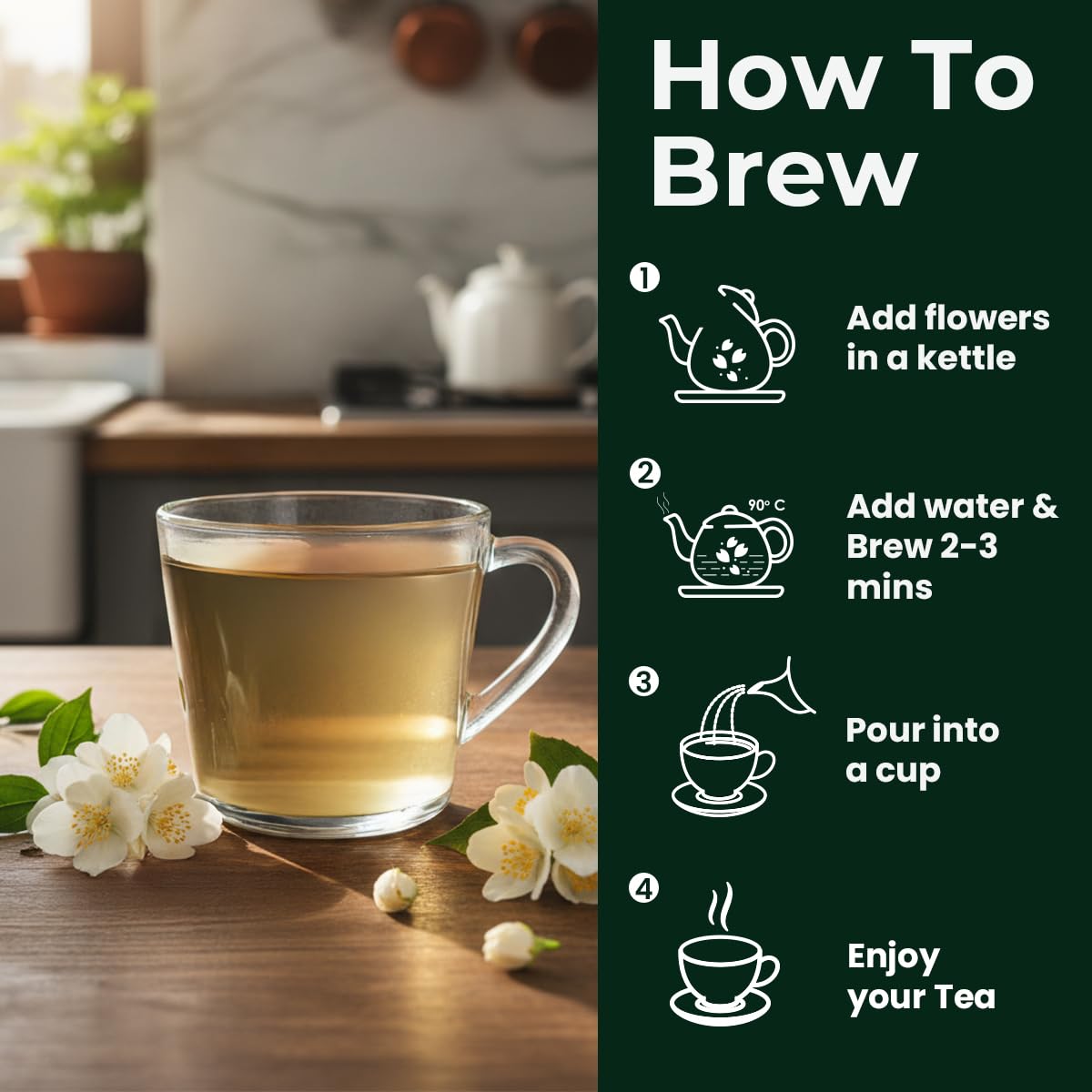 BLUE TEA - Jasmine Tea - 2.10 Oz - Pack of 2 (60 Cups) Loose | MOOD ENHANCING TEA | Caffeine Free - Skin Nourishing - Flower Based - Herbal Tea - Calming Tea - Non-GMO - Gluten Free - Vegan | Reusable Pet Jar