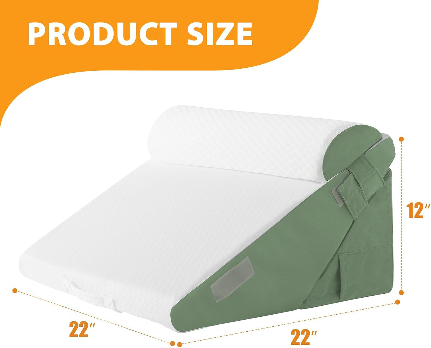 Ruqmuis 3PCS Wedge Pillow Set for After Surgery, Adjustable 9&12 Inch Bed Wedge Pillow for Sleeping, Incline Pillow Wedge for Headboard, Post Surgery, Acid Reflux, Neck&Back Support, White/Grey