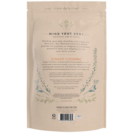 Harney & Sons Organic Ginger Turmeric Herbal Tea Sachets, 50 Count