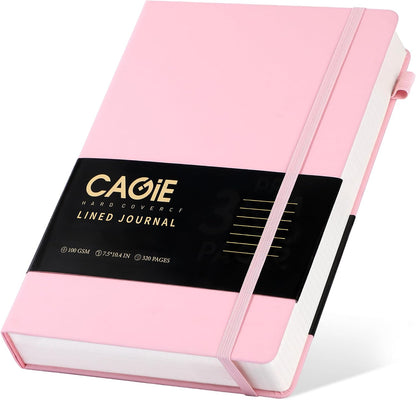 CAGIE Lined Journal Notebook for Women Men 320 Pages 100 Gsm Paper Thick Journaling Notebooks A5 Leather Journals for Writing Hardcover Journal Supplies for Work Note Taking Diary, 5.7x8.3 In, Green
