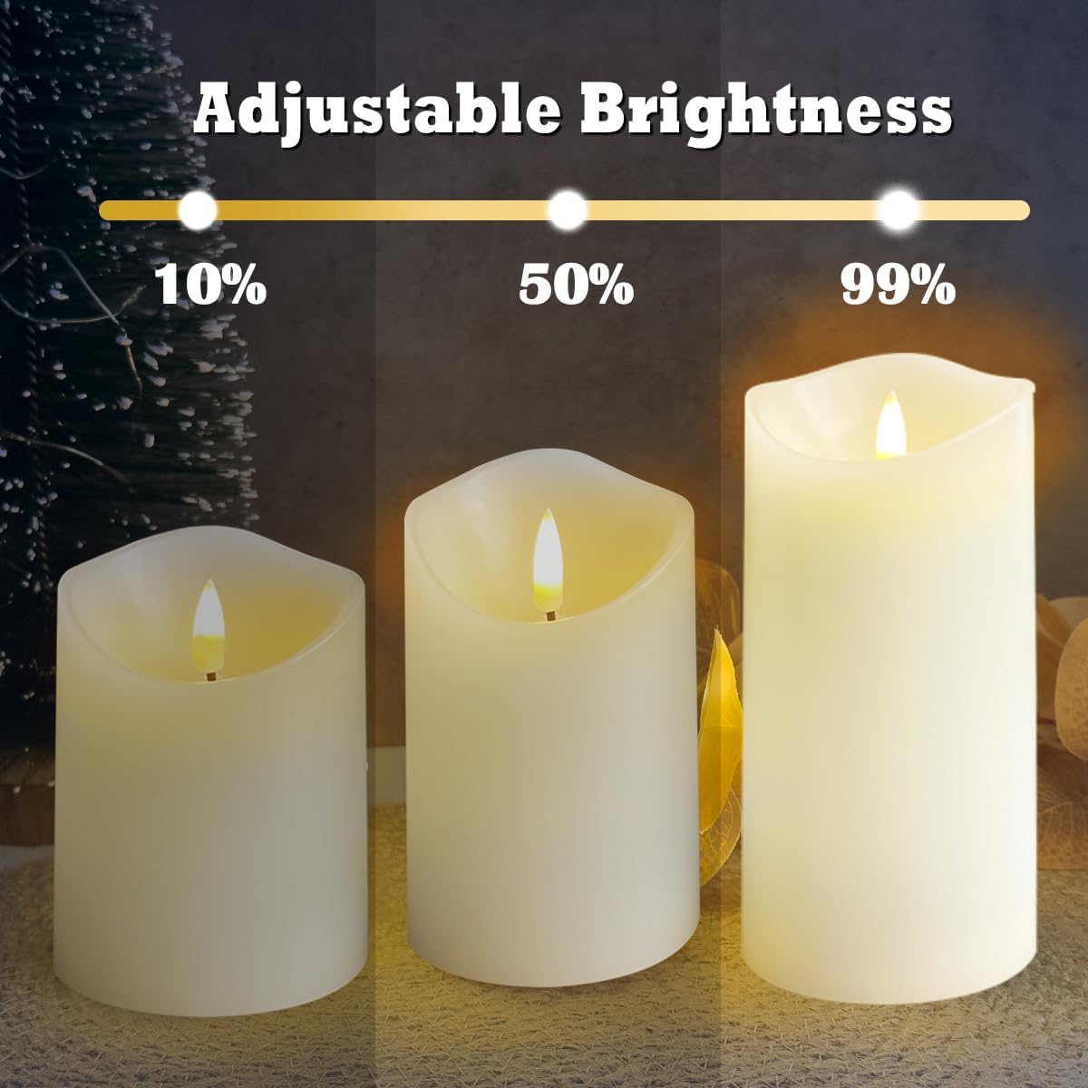 LEDHOLYT Rechargeable Flameless Glass Pillar Candles–Gifts for Women,–Set of 3, Realistic Flickering LED Flame,Remote & Timer, Ideal for Living Room, Bedroom & Halloween Festival Home Party Decor