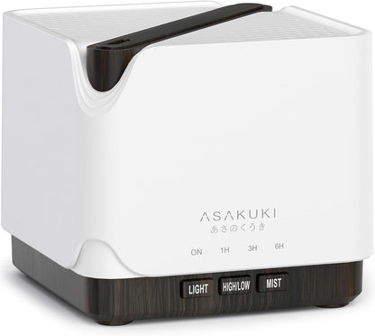 ASAKUKI Essential Oil Diffuser for Home Large 700 ml Humidifier | Automatic Shut-Off, Quiet Aromatherapy Diffuser with 7 LED Lights for Living Room, Kitchen, Bedroom, Hotel - White