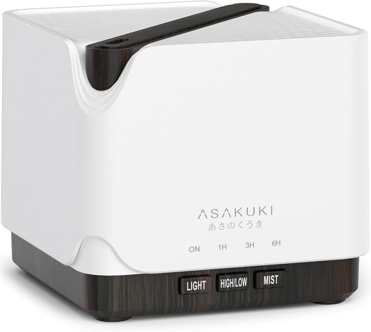 ASAKUKI Essential Oil Diffuser for Home Large 700 ml Humidifier | Automatic Shut-Off, Quiet Aromatherapy Diffuser with 7 LED Lights for Living Room, Kitchen, Bedroom, Hotel - White
