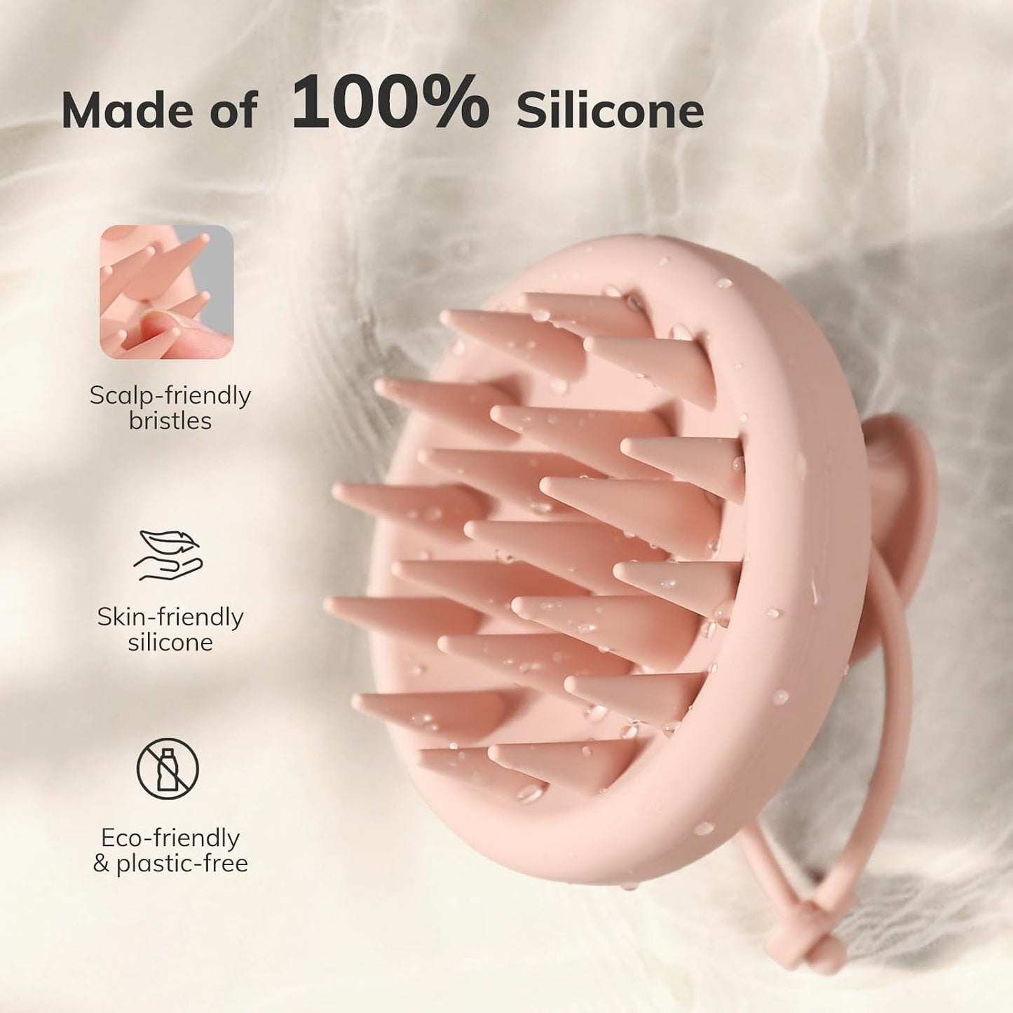 Sndyi Silicone Scalp Massager Shampoo Brush, Hair Scrubber with Soft Silicone Bristles, Scalp Scrubber/Exfoliator for Dandruff Removal, Wet Dry Scalp Brush for Hair Growth & Scalp Care, Oatmeal