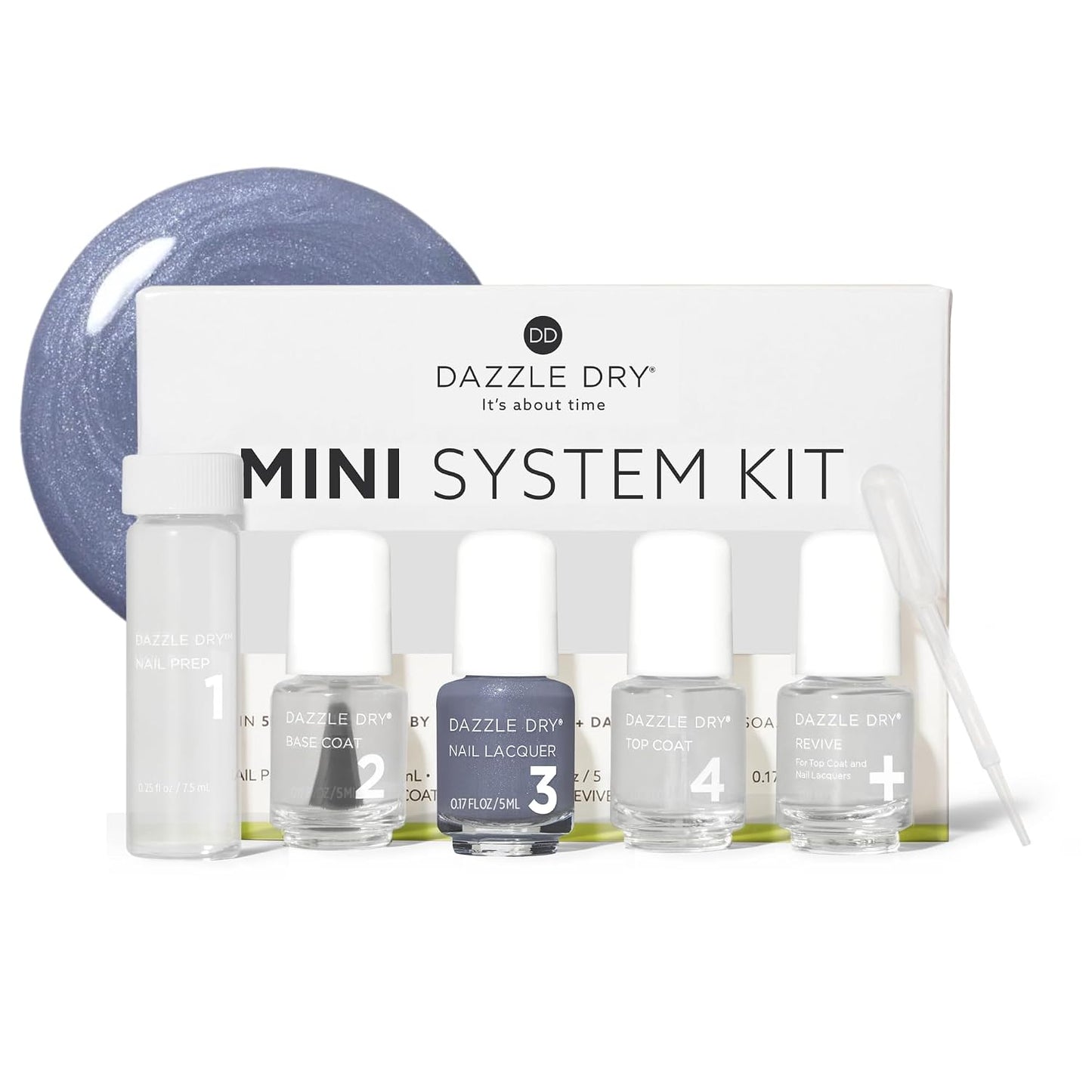 Dazzle Dry Mini Kit 4 Step System - Varsity Blues - A muted light denim. (5 Piece Kit / 5 Manicures)