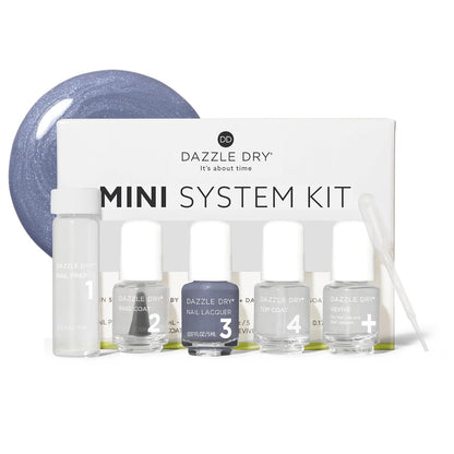 Dazzle Dry Mini Kit 4 Step System - Varsity Blues - A muted light denim. (5 Piece Kit / 5 Manicures)
