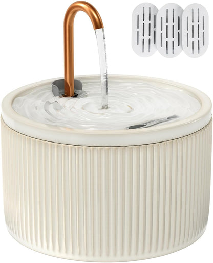 MISFANS Cat Water Fountain with 3-Pack Replaceable Filters,Copper Faucet