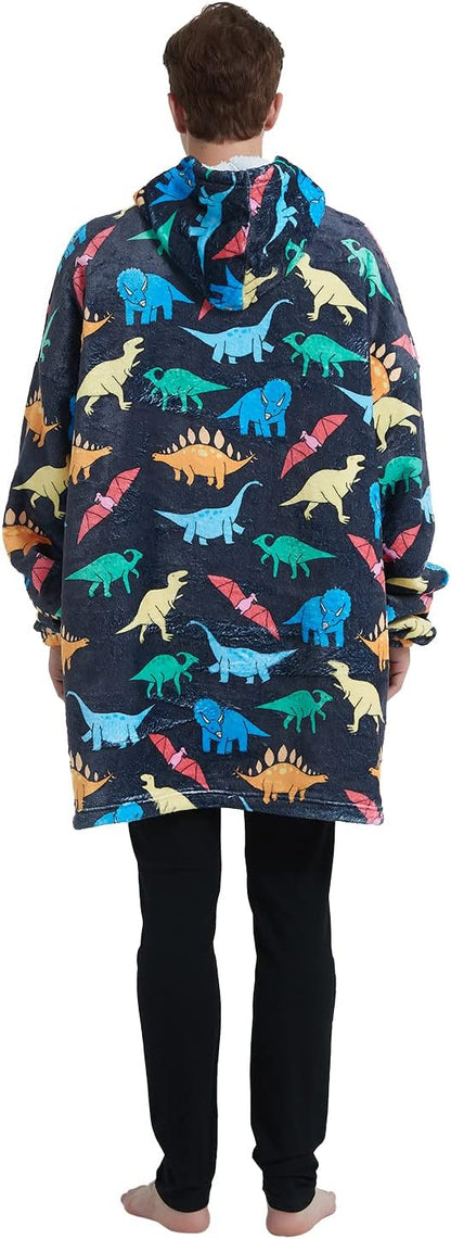 Fiosnow Sun and Moon Blanket Hoodies for Women and Men Adult Oversize Wearable Blanket Hoodies for Soft and Warm