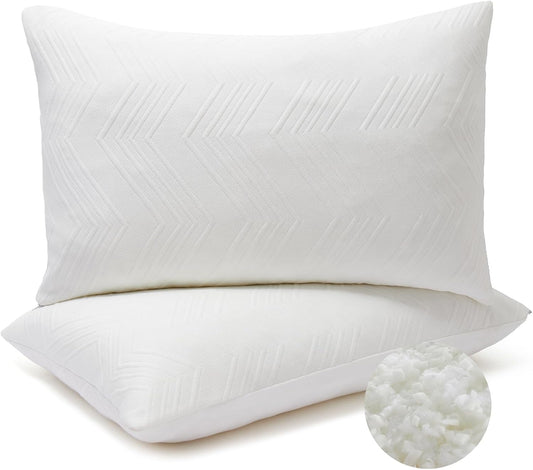 Cooling Bed Pillows for Sleeping Quee Size Set of 2, Shredded Memory Foam Pillows for Bed 2Pack, Adjustable Cool Pillow for Side, Back and Stomach Sleepers Neck Supportive-Queen Size