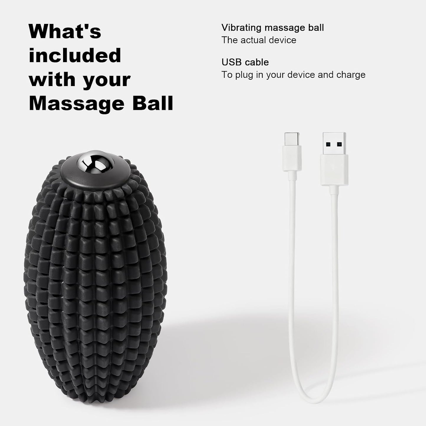 HODEMI Vibrating Massage Ball Roller with Rolling Head, 3 Speeds, Black