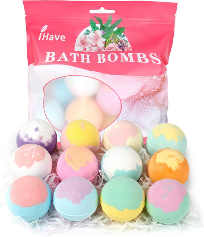 iHave Bath Bombs for Kids,12 Pack Gift Set Bubble Bath Spa Gifts for Women