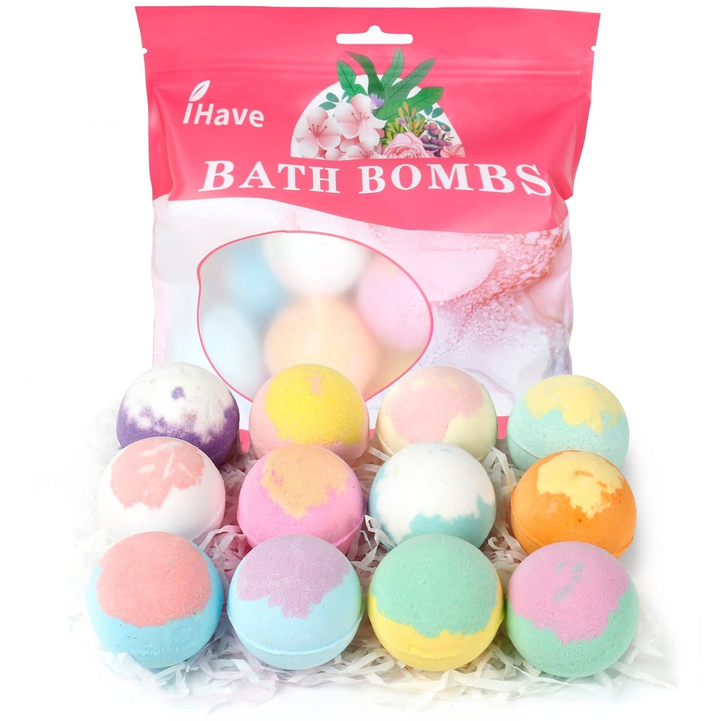 iHave Bath Bombs for Kids and Women, 12 Natural Handmade Bath Bomb Gift Set, Bubble Bath Bombs - Perfect Self Care Relaxing Spa Gifts for Women