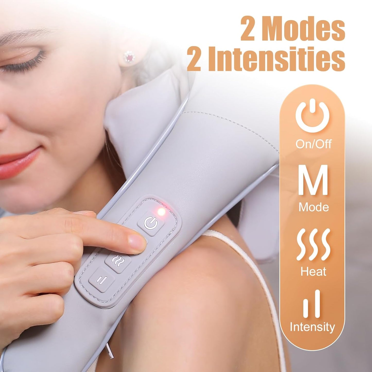 MASGRE Shiatsu Back and Neck Massager, Cordless Shoulder Massager with Heat, Electric Deep Tissue 3D Kneading Massage Pillow for Shoulder, Leg, Body Muscle Pain Relief, Gifts for Men Women
