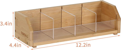 TIOPGHAD 2-Layer Stackable Bamboo Tea Bag Organizer Storage Holder & Rack - Wooden Tea Box Containers - Stand for Countertop or Cabinet