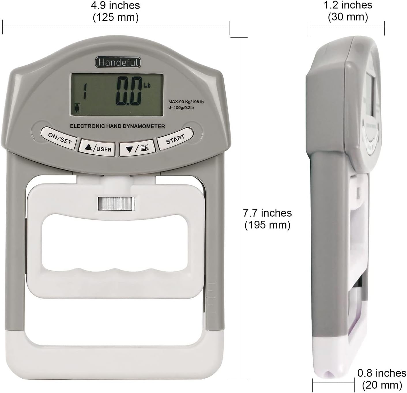 Handeful Grip Strength Tester, Hand Grip Dynamometer, Electronic Handgrip Testing for Sports Home School Use