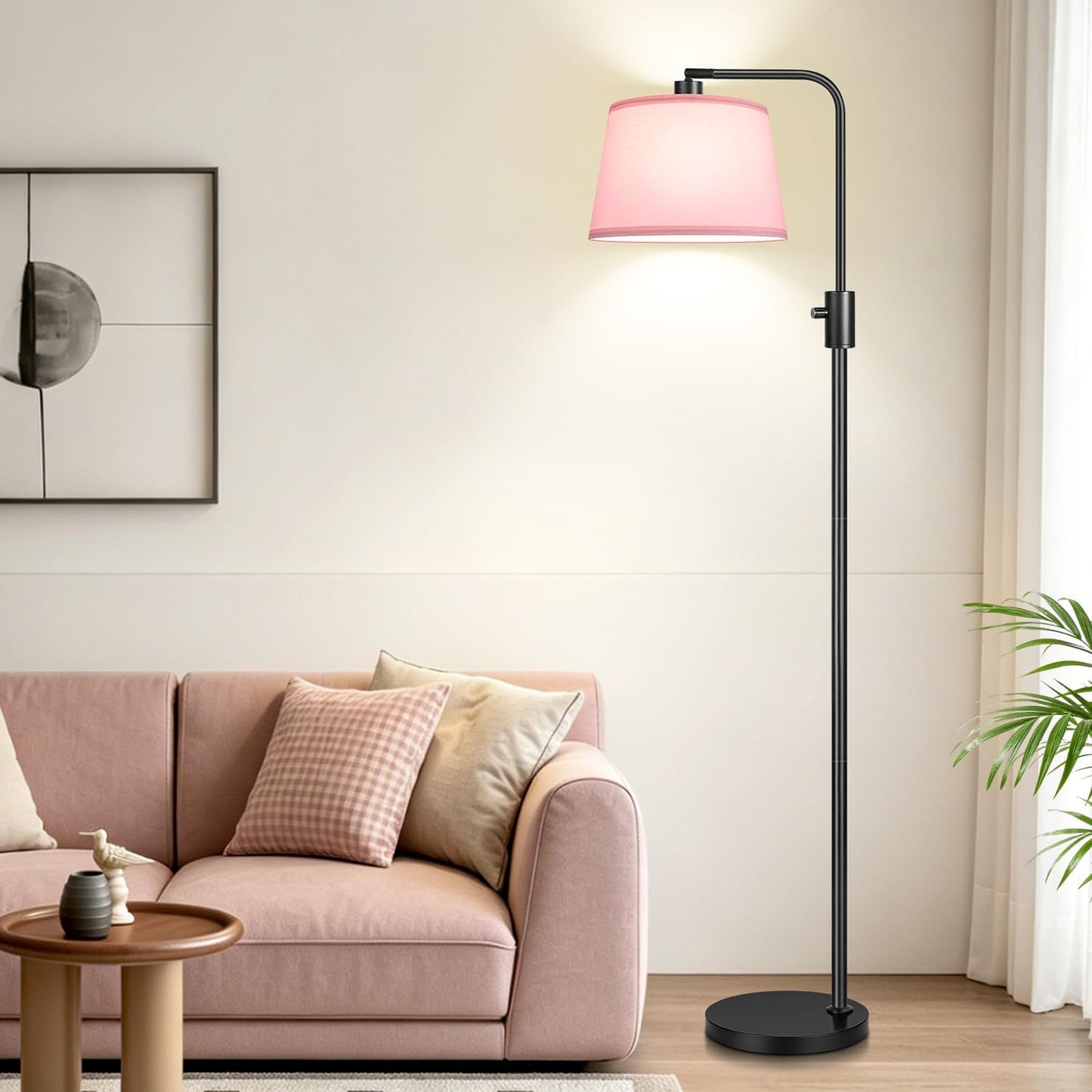 【Upgraded】 Dimmable Floor Lamp, 1000 Lumens LED Edison Bulb Included, Arc Floor Lamps for Living Room Modern Standing Lamp with Linen Shade, Tall Lamp for Bedroom Office Dining Room- Black