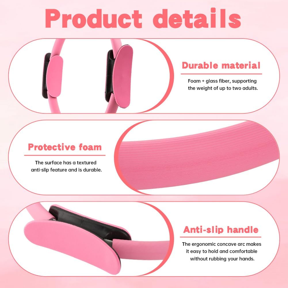 Pilates Ring and Ball Set with Resistance Bands, 14'' Circle Ring, 9.8” Pilates Ball and 5 Resistance Bands Home Workout Kit for Women Training Core, Full Body Exercise