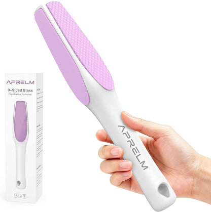 APRELM 3-Sided Nano Glass Foot File, 3-in-1 Coarse/Medium/Fine Foot Callus Remover, Professional Callus Remover for Feet Hard Skin Smooth Polishing (White)