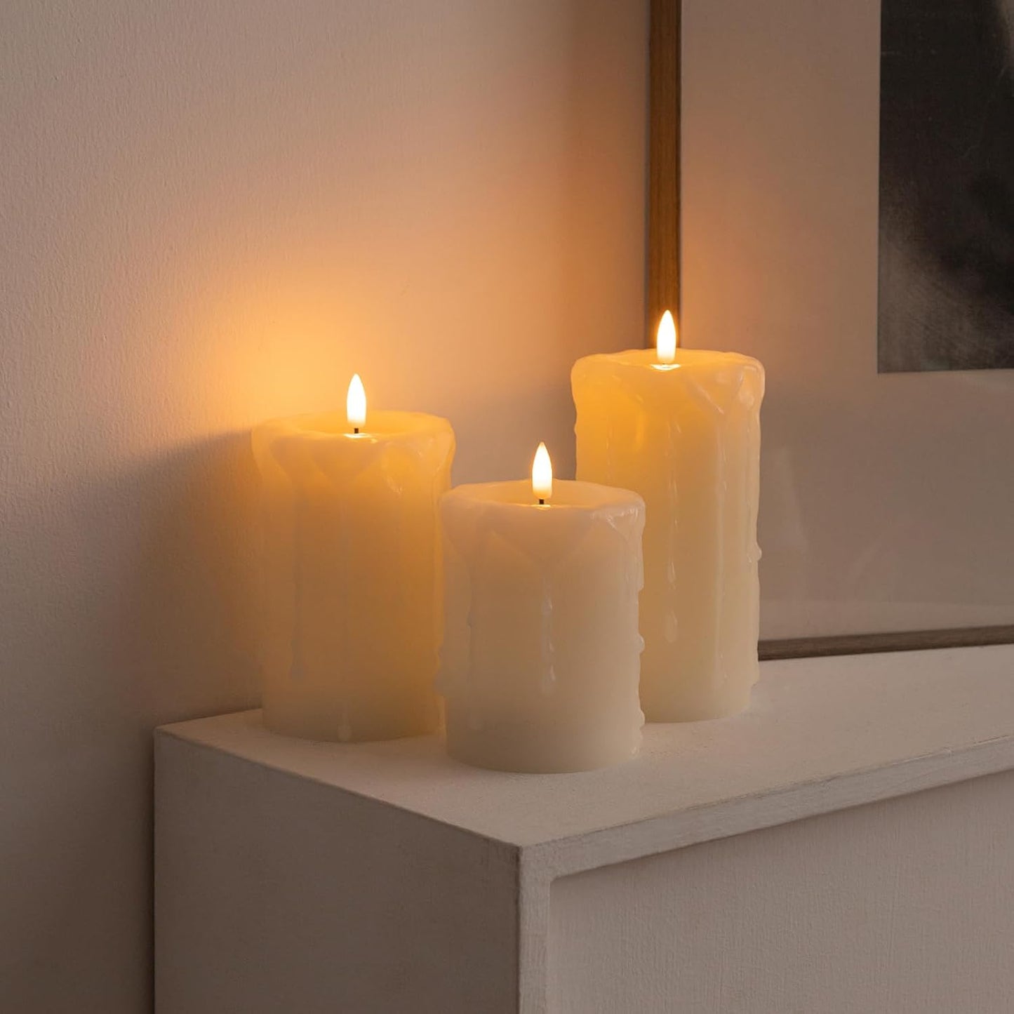 ANGELLOONG Flickering Flameless Candles, Realistic Battery Operated Candles with Remote and Timer, Set of 3 LED Candles for Fall Room Home Wedding Decor Centerpieces Table Party Christmas Decorations