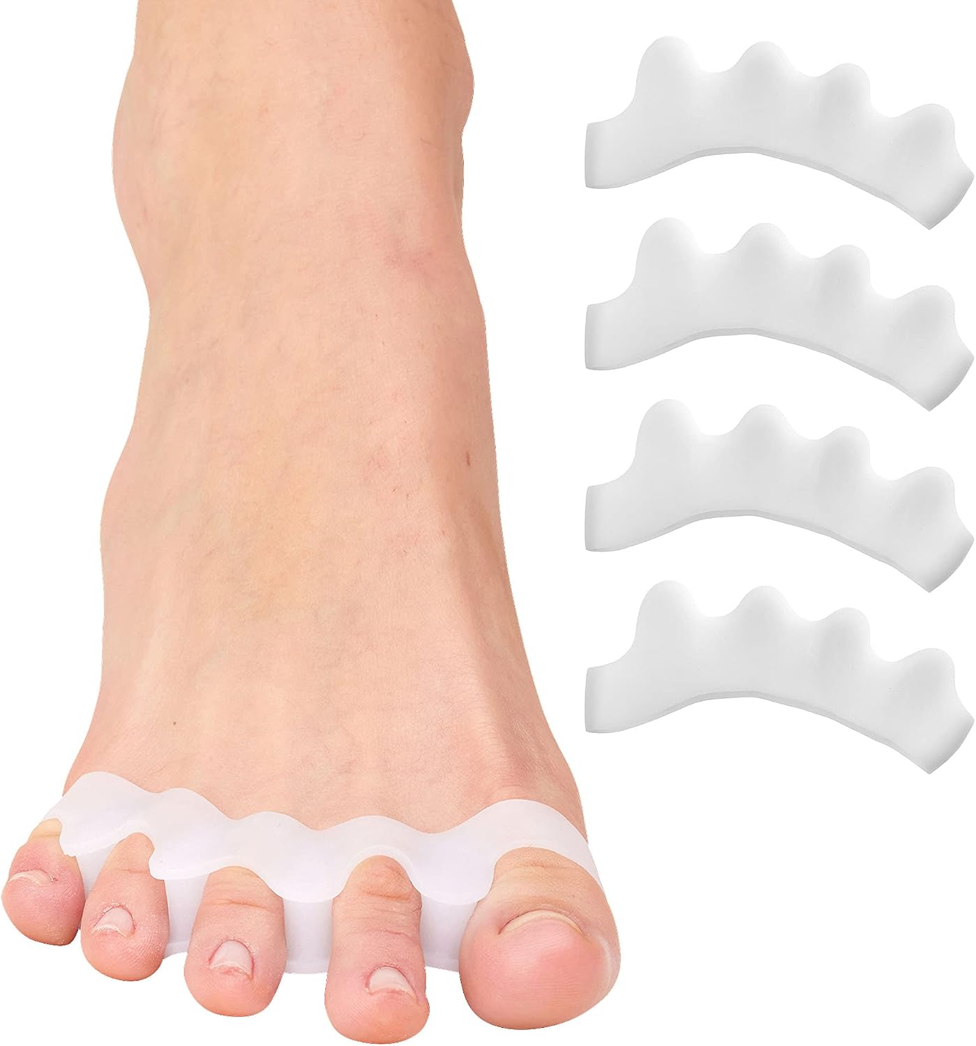 ZenToes Silicone Toe Spacers and Separators for Correct Toe Alignment, Bunion Relief, Hammertoe Straightener, Gel Orthopedic Corrector – 1 Pair (Black)