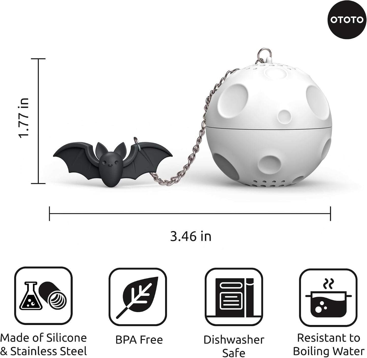 OTOTO Louie Cat Tea Infuser - Cats Loose Leaf Steeper & Diffuser, Tea Strainer Accessories, Cute Gifts for Cat Lovers, White Elephant Gifts, Cute Kitchen Accessories