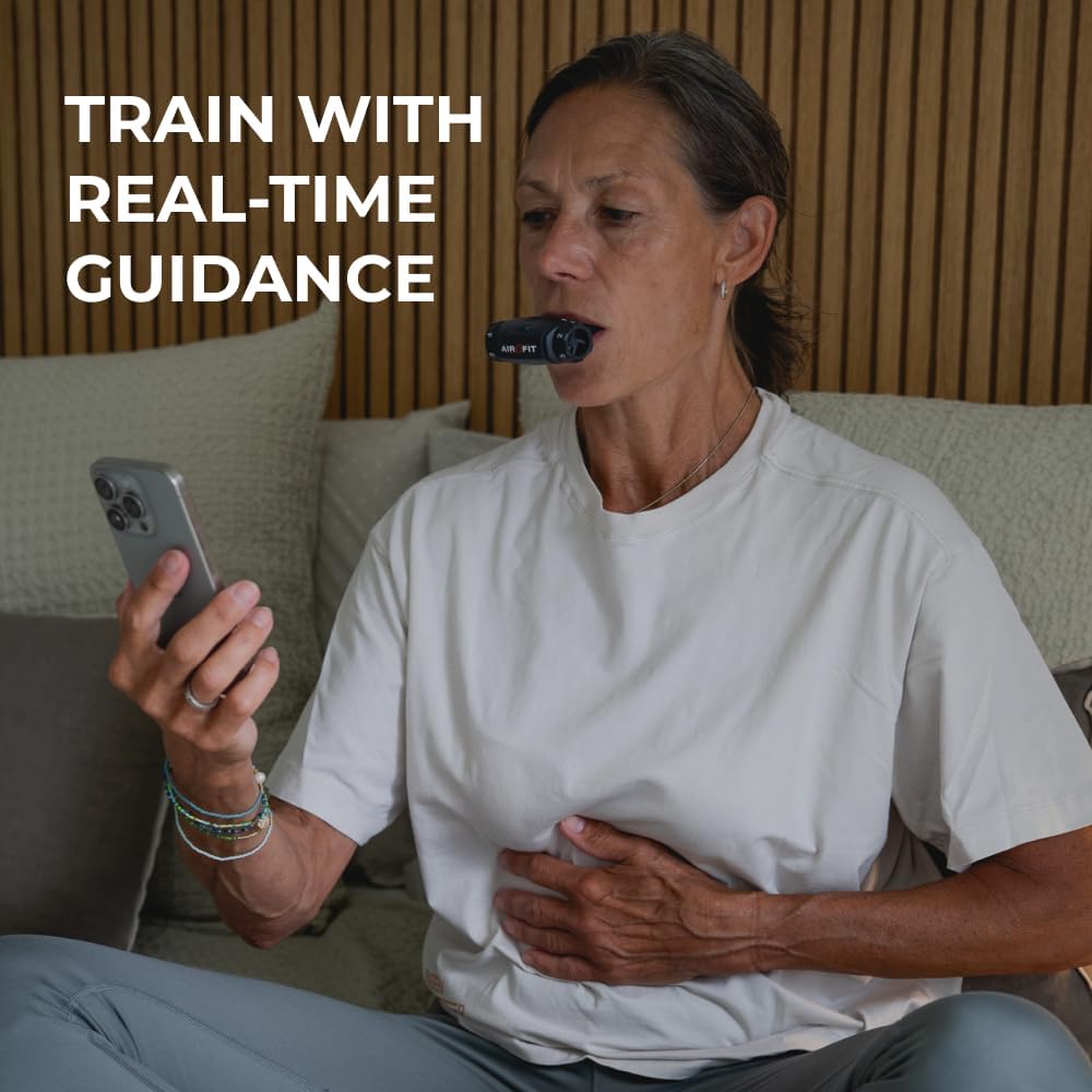 Airofit Elite Breathing Trainer for Sports, Fitness and Performance Improvement – Advanced Breathing Training with Guided Workouts, Performance Tracking and Progress Analytics for Daily Use