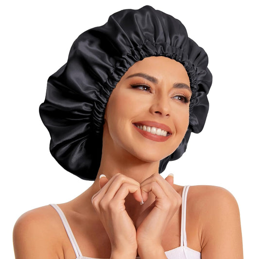 Satin Bonnet Silk Bonnet Hair Bonnet for Sleeping-Slouchy Beanie Hat Satin Sleep Cap for Women's Natural & Curly Hair(Blue Zircon)