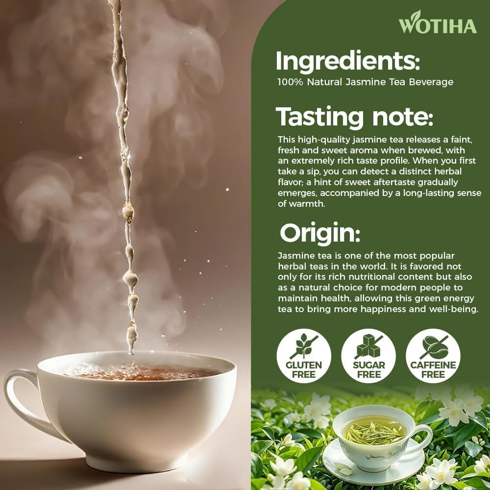 WOTIHA 60 Count Premium Lemon Balm Tea Bags - 100% Pure Natural Leaves, Lemony Citrusy Flavor, Supports Calming & Digestion, Caffeine-Free, Additive-Free, Sugar-Free, Vegan Non-GMO