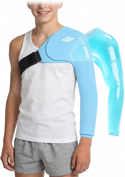 ComfiTECH Shoulder Arm Ice Pack Wrap for Pitchers & Volleyball Players, Reusable Ice Pack for Shoulder & Elbow & Arm Cooling, Adjustable Ice Arm Sleeve for Post-Training Recovery & Muscle Comfort, S