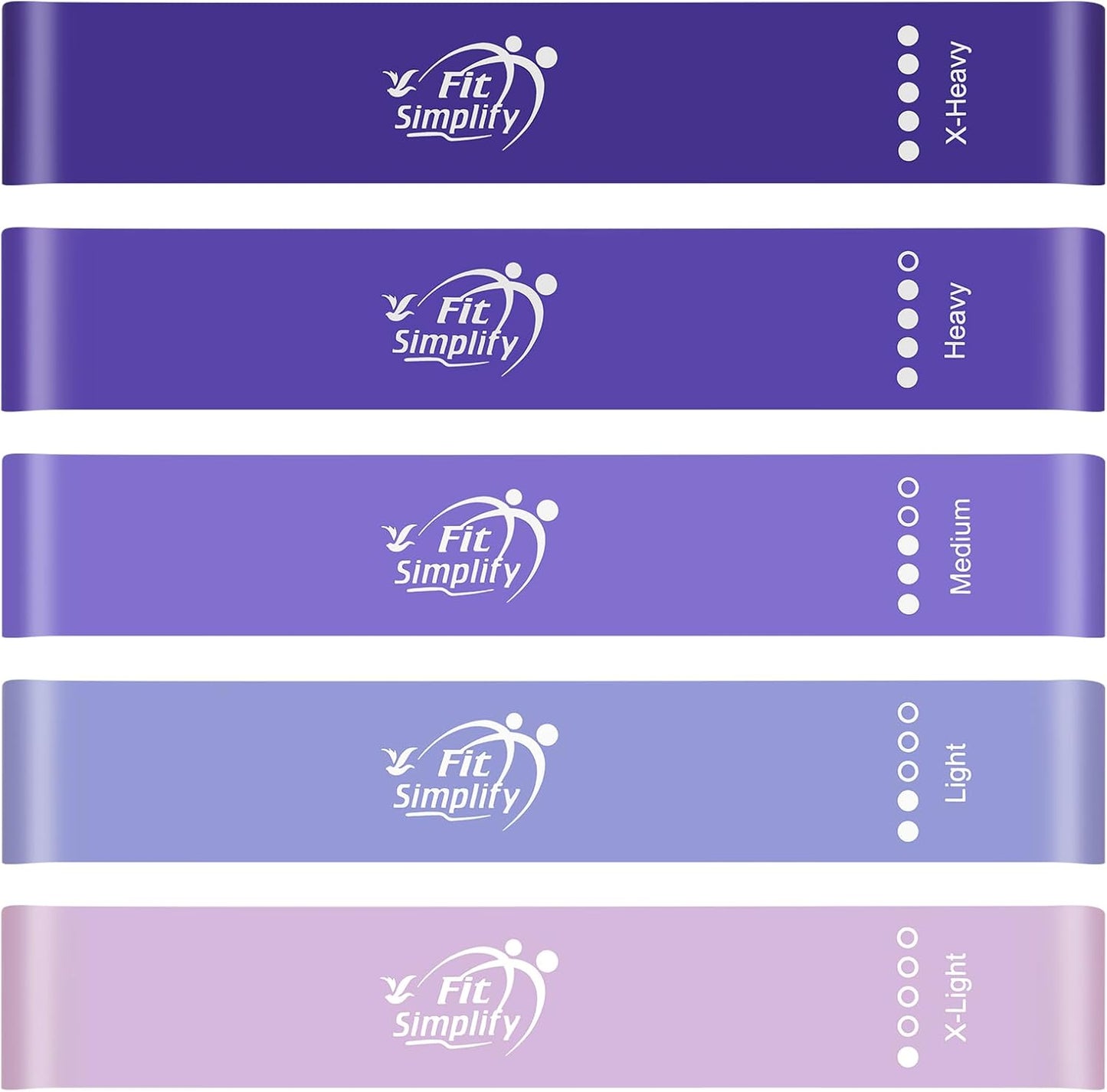 Fit Simplify Resistance Loop Exercise Bands with Instruction Guide and Carry Bag, Set of 5