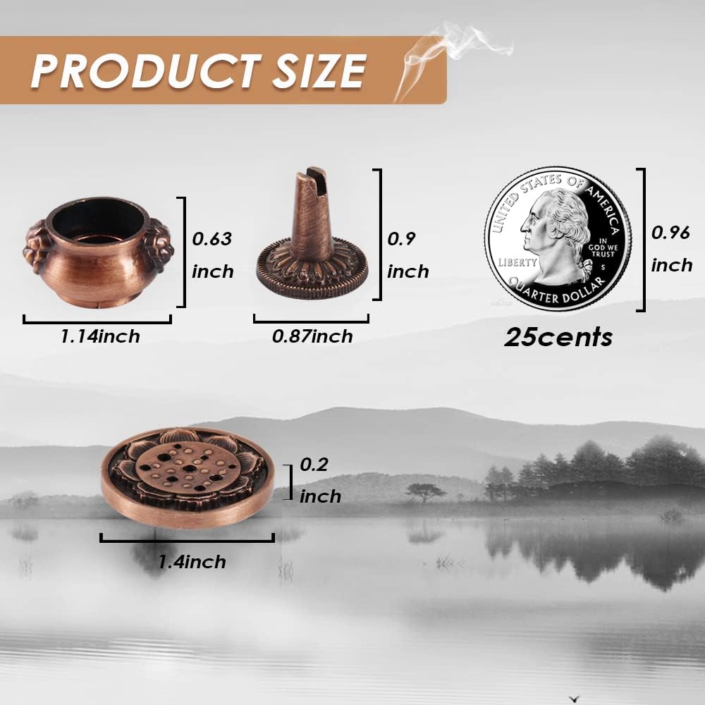 Incense Burner, Copper Incense Holder Cone Holder Gourd Incense Burner for Joss Stick, Tower Incense, Incense Coil (3 Styles)