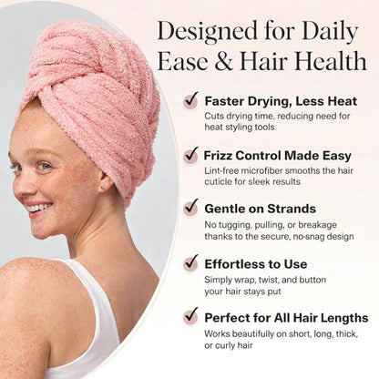 Luxury Microfiber Hair Towel Wrap for Women - Quick Dry, Super Absorbent Hair Turban, Soft & Lightweight Anti-Frizz Towel for Long, Thick & Curly Hair (Sage Green, 48" × 24")