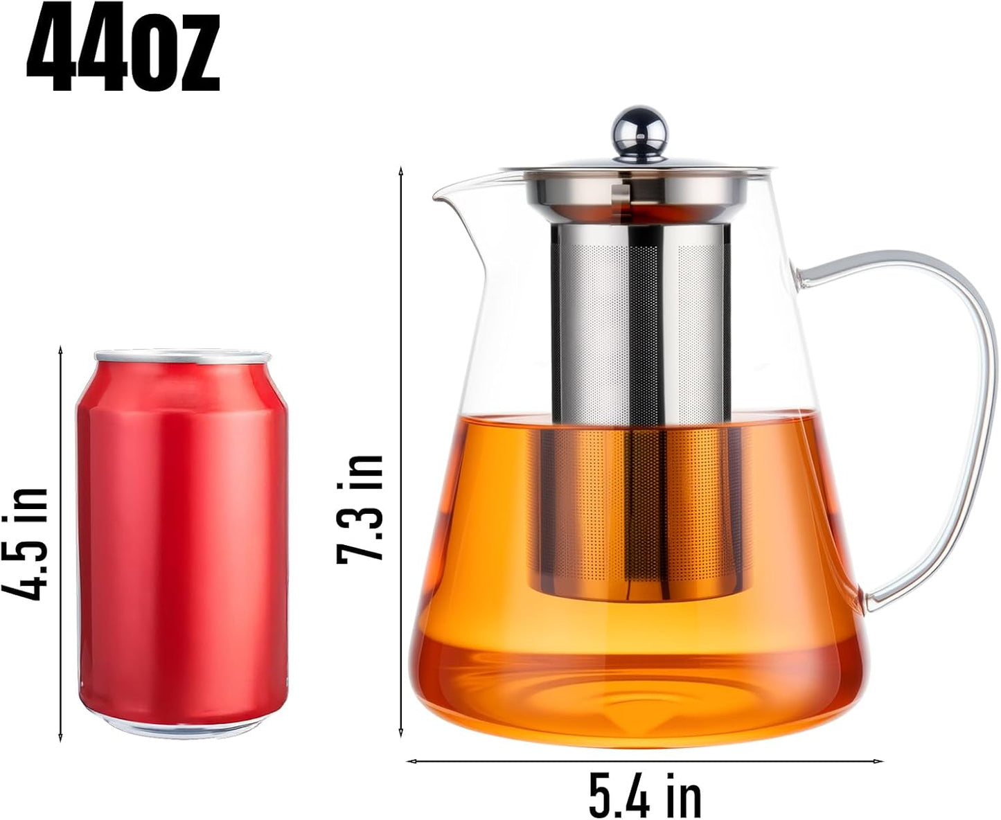 Baalaka Glass Teapot Stovetop 20 OZ/600ml, Tea pot with Removable 18/8 Stainless Steel Infuser, Borosilicate Clear Tea Kettle, Teapot Blooming and Loose Leaf Tea Maker Tea Brewer for Camping, Travel