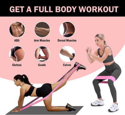 KANGFITER Long and Short Fabric Resistance Bands with Door Anchor, Non-Slip Stretch Booty Bands for Working Out Women & Men, Loop Exercise Elastic Bands for Home Physical Therapy Yoga Pilates